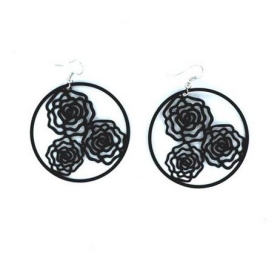 Boucles d'Oreilles Roses Noires